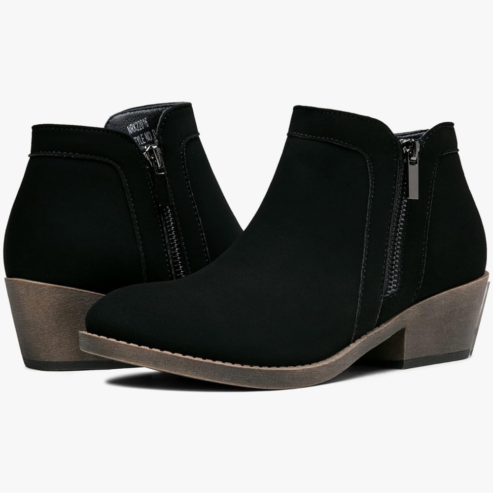 Jeossy Milan Womens Size 10 Black Round Toe Block Heel Ankle Booties DJY905